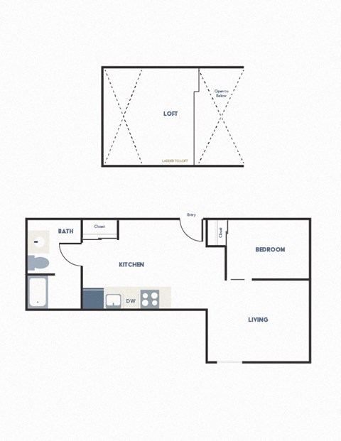 Floor plan for 1 bed, 1 bath, 456 sqft